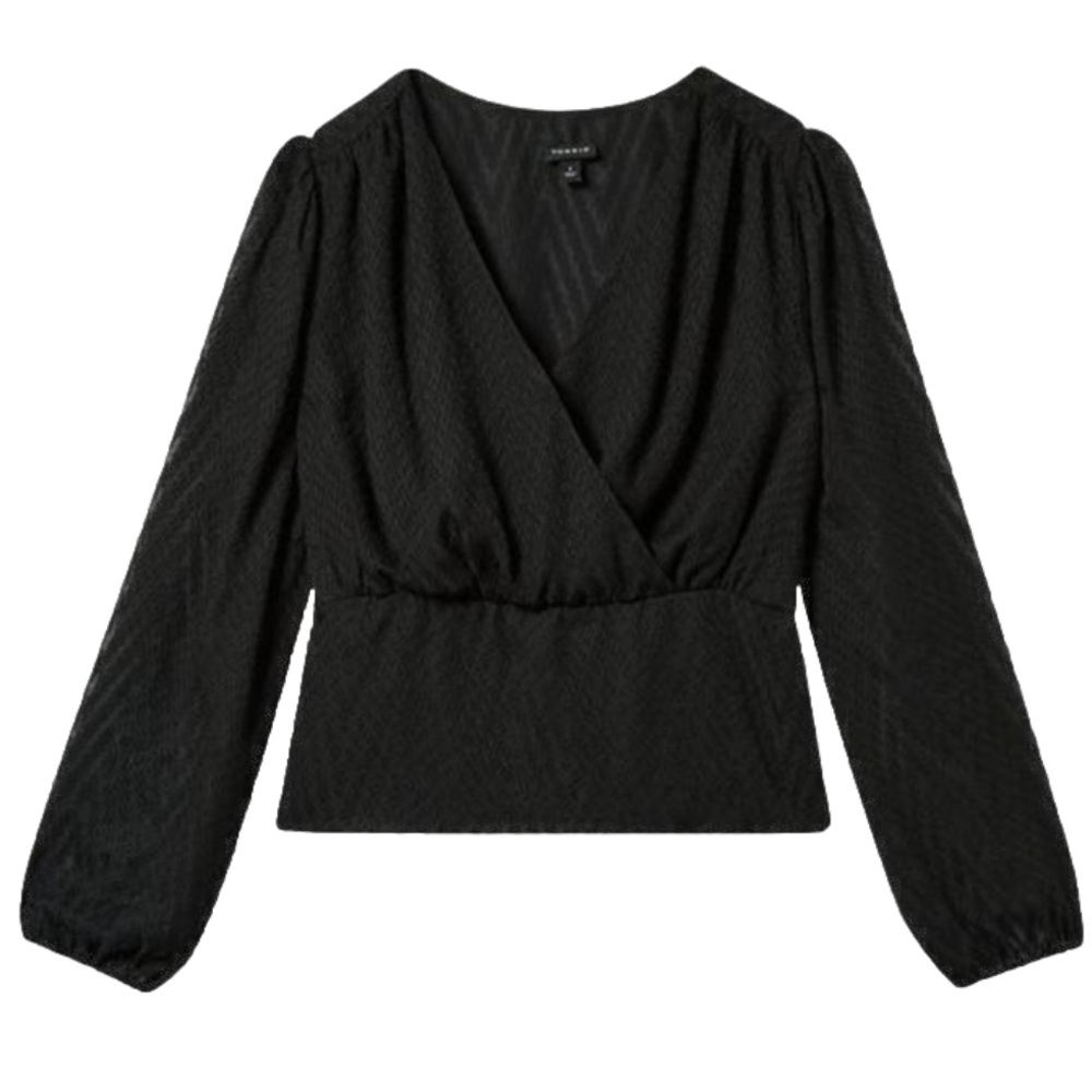 Torrid Black Zig Zag Surplice Crop Blouse Size 2